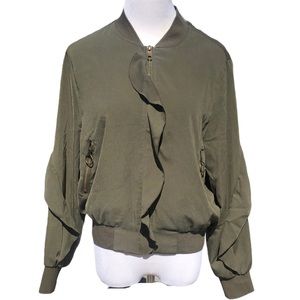 Who What Wear bomber jacket with ruffles